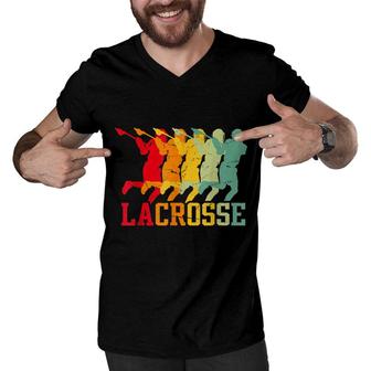 Lacrosse Vintage Retro Lacrosse Stick Sun Gift Men V-Neck Tshirt - Seseable
