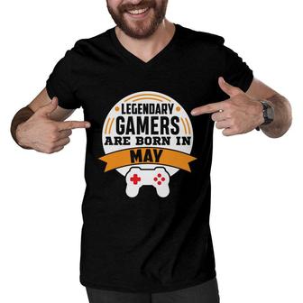 Legendary Gamers Are Born In May Cool Birthday Gifts Men V-Neck Tshirt - Seseable