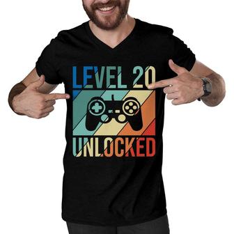 Level 20 Unlocked Since 2002 So 20Th Birthday With Gorgeous Party Men V-Neck Tshirt - Seseable