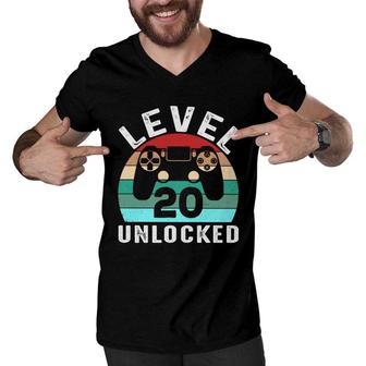 Level 20 Unlocked Since I Was Born In 2002 And Happy 20Th Birthday Men V-Neck Tshirt - Seseable