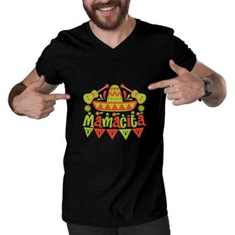 Mamacita Mexico Hat Guitar Cinco De Mayo Party Men V-Neck Tshirt - Seseable