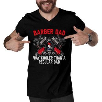 Mens Barber Dad Fathers Day Haircut Barbershop Best Daddy Ever Men V-Neck Tshirt - Seseable