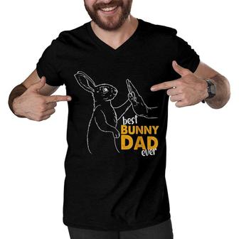 Mens Best Bunny Dad Ever Rabbit Daddy Bunny Father Mens Bunn Men V-Neck Tshirt - Seseable