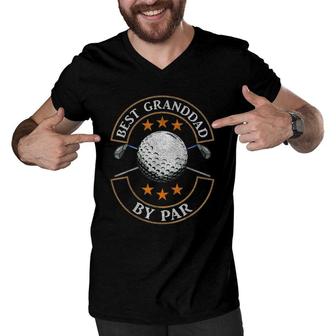 Mens Best Granddad By Par Golf Lover Sports Fathers Day Gifts Men V-Neck Tshirt - Seseable