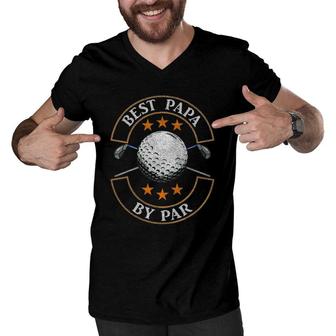 Mens Best Papa By Par Golf Lover Sports Fathers Day Gifts Men V-Neck Tshirt - Seseable