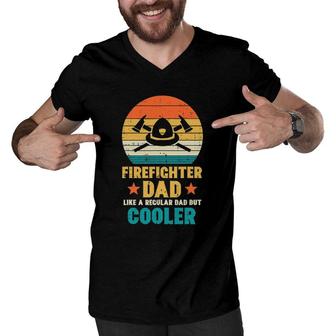 Mens Firefighter Dad Regular But Cooler Fathers Day Fireman Men Men V-Neck Tshirt - Seseable