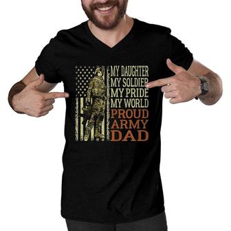 Mens My Daughter My Soldier Hero Proud Army Dad Military Father Men V-Neck Tshirt - Seseable