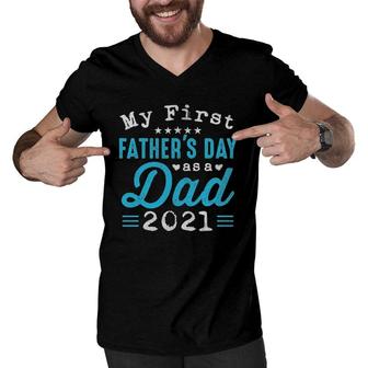 Mens My First Fathers Day As A Dad First Time Daddy New Dad Men V-Neck Tshirt - Seseable