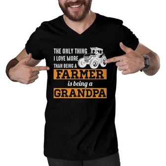 Mens Only Thing I Love More Than Being A Farmer Grandpa Men V-Neck Tshirt | Mazezy