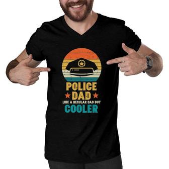 Mens Police Dad Regular But Cooler Fathers Day Cop Officer Men Men V-Neck Tshirt - Seseable