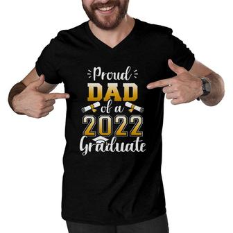 Mens Proud Dad Of A Class Of 2022 Graduate Senior Graduation Men V-Neck Tshirt - Seseable