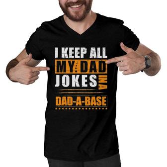 Mens Vintage Dad Jokes Happy Fathers Day For The Best Dad Ever Men V-Neck Tshirt - Seseable