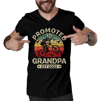 Mens Vintage Promoted To Grandpa 2022 Mountain Biking Grandpa Men V-Neck Tshirt - Seseable