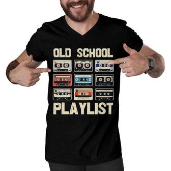 Mixtapes Old School Playlist 80S 90S Retro Vintage Style Music Men V-Neck Tshirt - Seseable