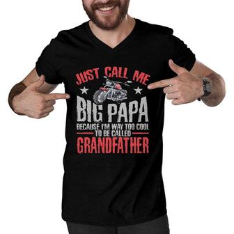 Motorcycle S Big Papa Tees Grandpa Biker Dad Men Father Men V-Neck Tshirt - Seseable