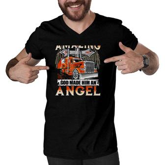 My Daddy Was So Amazing God Made Him An Angel Truck Back Version Men V-Neck Tshirt - Seseable