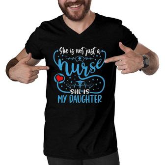 My Daughter Is A Nurse Proud Nurses Mom Dad Rn Lpn Family Men V-Neck Tshirt - Seseable