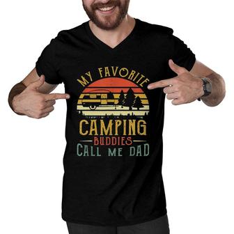 My Favorite Camping Buddies Call Me Dad Vintage Fathers Day Men V-Neck Tshirt - Seseable