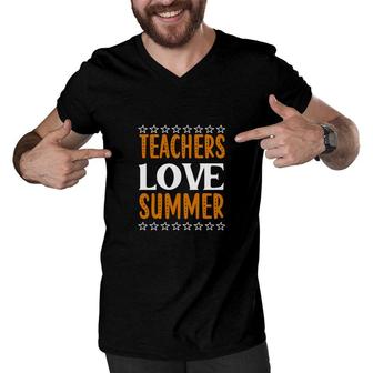 Only The Brave Teacher Love Summer Orange White Men V-Neck Tshirt - Seseable