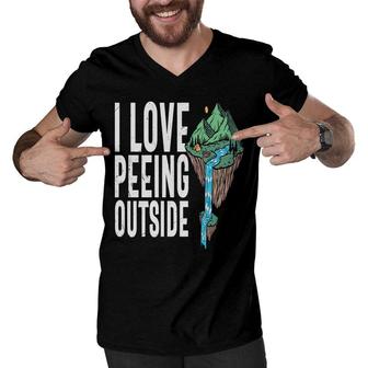 Passion With Camping Funny Custom I Love Peeing Outside New Men V-Neck Tshirt - Seseable