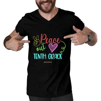 Peace Out Tenth Grade Happy Last Day Of School 2022 Men V-Neck Tshirt - Seseable