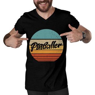 Pinballer Vintage Circle 80S 90S Styles Great Men V-Neck Tshirt - Seseable