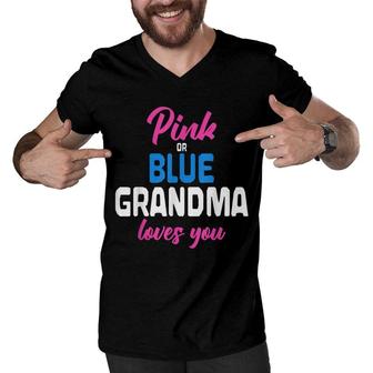 Pink Or Blue Grandma Loves You Future Granny Gender Reveal Men V-Neck Tshirt - Seseable