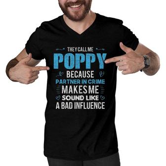 Poppy Grandpa Fathers Day Vintage Men V-Neck Tshirt - Seseable