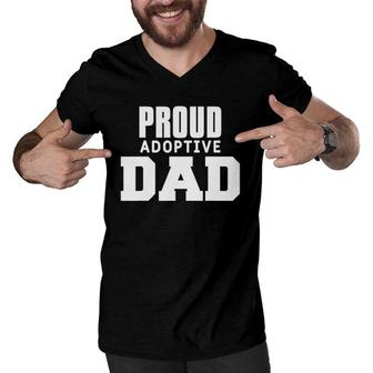 Proud Adoptive Dad Foster Father Son Daughter Adoption Men V-Neck Tshirt - Seseable