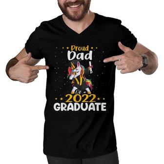 Proud Dad 2022 Graduate Unicorn Graduation Class Of 2022 Men V-Neck Tshirt - Seseable