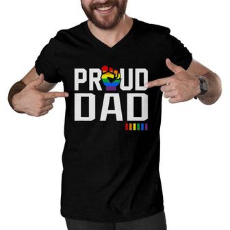 Proud Dad Gay Pride Month Lgbtq Men V-Neck Tshirt - Seseable
