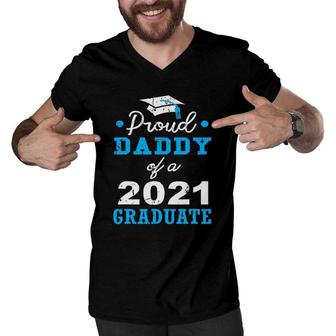 Proud Dad Of A 2021 Graduate School Fathers Day Men V-Neck Tshirt - Seseable