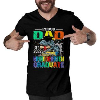 Proud Dad Of A 2022 Kindergarten Graduate Dinosaur Men V-Neck Tshirt - Seseable