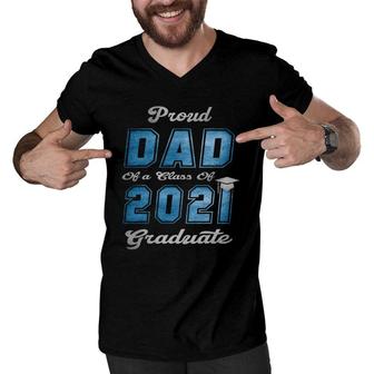 Proud Dad Of A Class Of 2021 Graduate Senior 21 Ver2 Men V-Neck Tshirt - Seseable