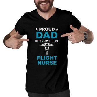 Proud Dad Of An Awesome Flight Nurse Men V-Neck Tshirt - Seseable