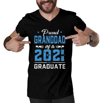 Proud Granddad Of A Class Of 2021 Graduate School Gift Men V-Neck Tshirt - Seseable