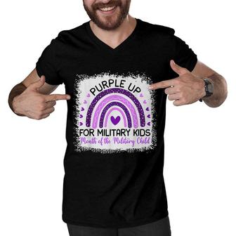 Purple Up For Military Kids Cool Month Of The Military Child Men V-Neck Tshirt - Seseable