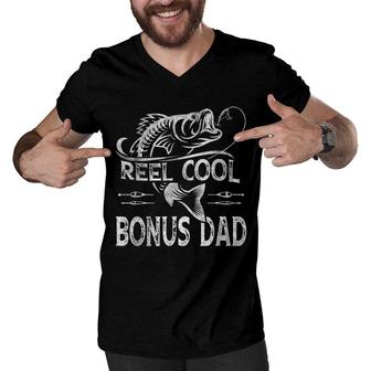 Reel Cool Bonus Dad Fishing - Fathers Day Fisherman Fishing Men V-Neck Tshirt - Seseable