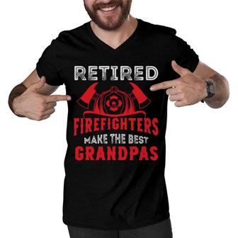 Retired Firefighter Make The Best Grandpas Men V-Neck Tshirt - Seseable