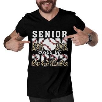 Senior Mom Class Of 2022 Baseball Mom Graduation Leopard Men V-Neck Tshirt - Seseable