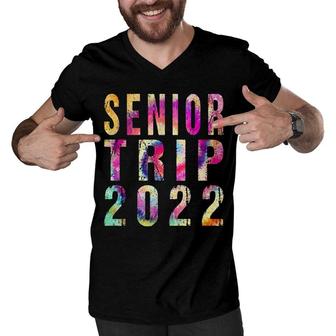Senior Trip 2022 Vintage Tie Dye Graphic Art Design Men V-Neck Tshirt - Seseable