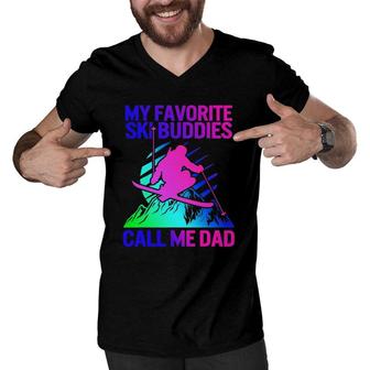 Ski Dad Fathers Day Favorite Ski Buddies Call Me Dad Men V-Neck Tshirt - Seseable