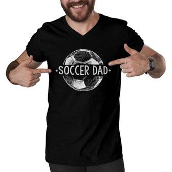 Soccer Dad Family Matching Team Player Sport Lover Papa Men V-Neck Tshirt - Seseable