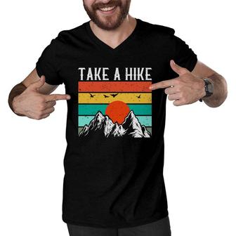 Take A Hiking Vintage Mountain Explore Travel Lover Men V-Neck Tshirt - Seseable