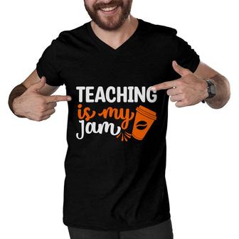 Teaching Is My Jam Orange And White Great Graphic Men V-Neck Tshirt - Seseable