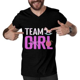 Team Girl Baby Announcement Future Parents Gender Reveal Men V-Neck Tshirt - Seseable