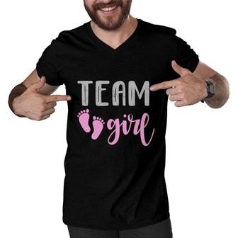 Team Girl Gender Reveal Baby Shower Baby Gender Reveal Party Men V-Neck Tshirt - Seseable