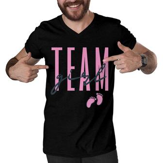 Team Girl Gender Reveal Baby Shower Pink Or Blue Men V-Neck Tshirt - Seseable