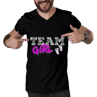 Team Girl Gender Reveal Pregnancy Announcement Baby Shower Men V-Neck Tshirt - Seseable