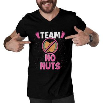 Team No Nuts Pregnancy Baby Party Funny Gender Reveal Men V-Neck Tshirt - Seseable